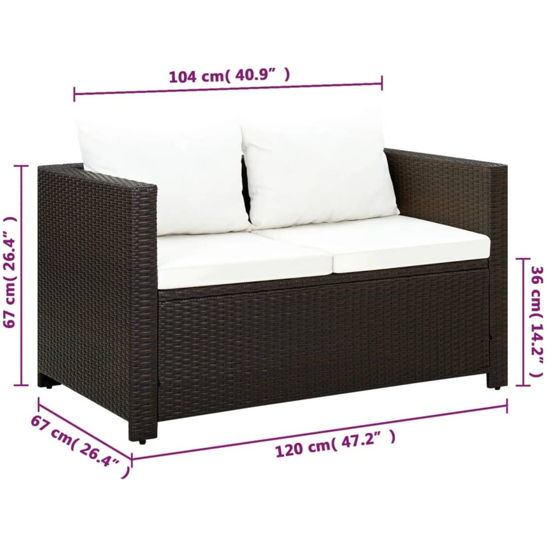 Caféset med dynor 3 delar konstrotting brun vidaXL – bild 7