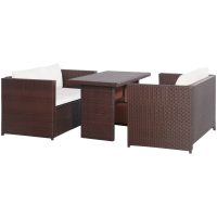 Caféset med dynor 3 delar konstrotting brun vidaXL
