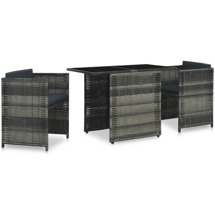 Caféset med dynor 3 delar konstrotting grå vidaXL – bild 2