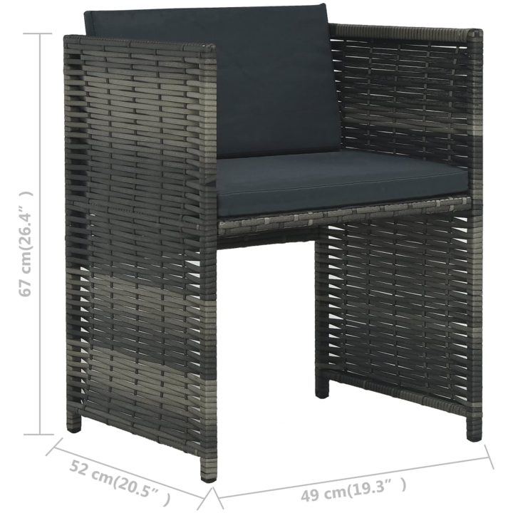 Caféset med dynor 3 delar konstrotting grå vidaXL – bild 11