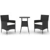 Caféset med dynor 3 delar konstrotting svart vidaXL – miniatyr 2