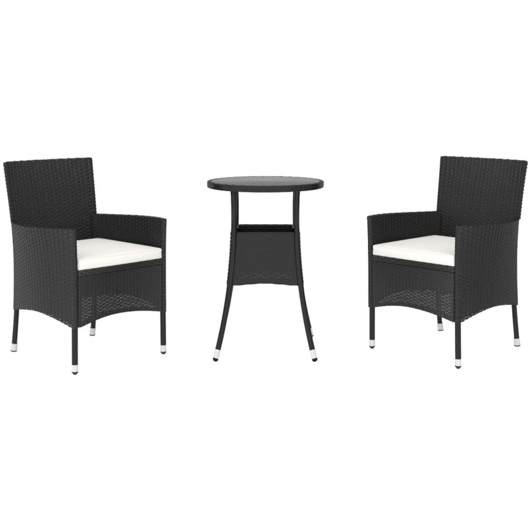 Caféset med dynor 3 delar konstrotting svart vidaXL – bild 3