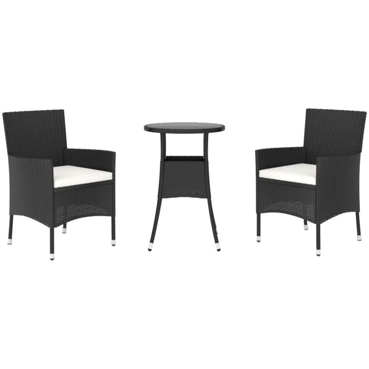 Caféset med dynor 3 delar konstrotting svart vidaXL – bild 3