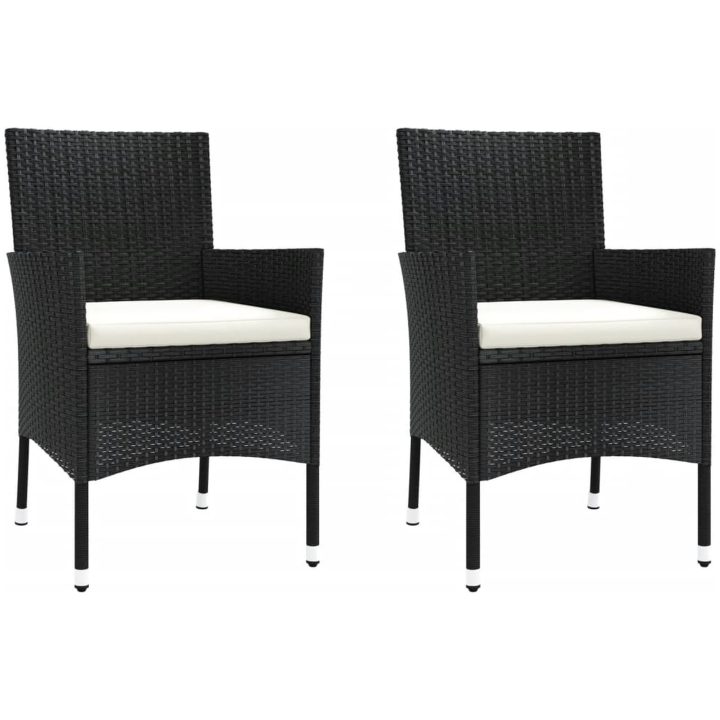 Caféset med dynor 3 delar konstrotting svart vidaXL – bild 4