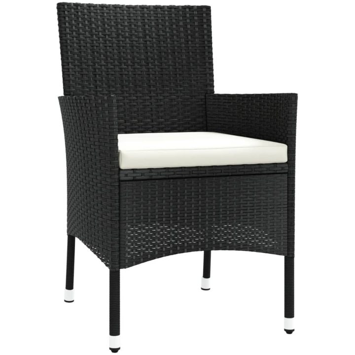 Caféset med dynor 3 delar konstrotting svart vidaXL – bild 5