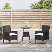Caféset med dynor 3 delar konstrotting svart vidaXL