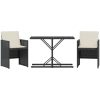 Caféset med dynor 3 delar svart konstrotting vidaXL – miniatyr 2