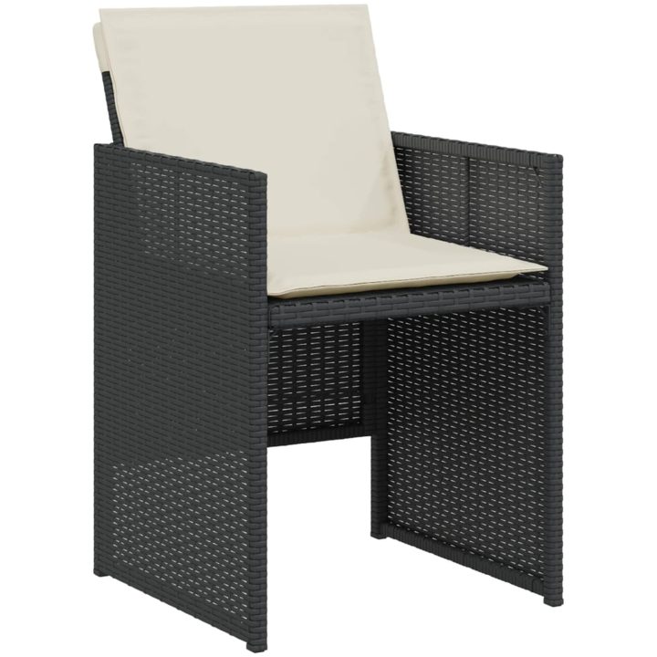 Caféset med dynor 3 delar svart konstrotting vidaXL – bild 4