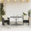 Caféset med dynor 3 delar svart konstrotting vidaXL – miniatyr 1