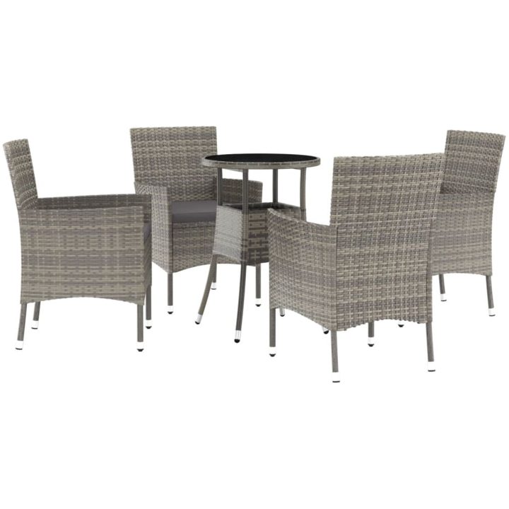 Caféset med dynor 5 delar konstrotting grå vidaXL – bild 2