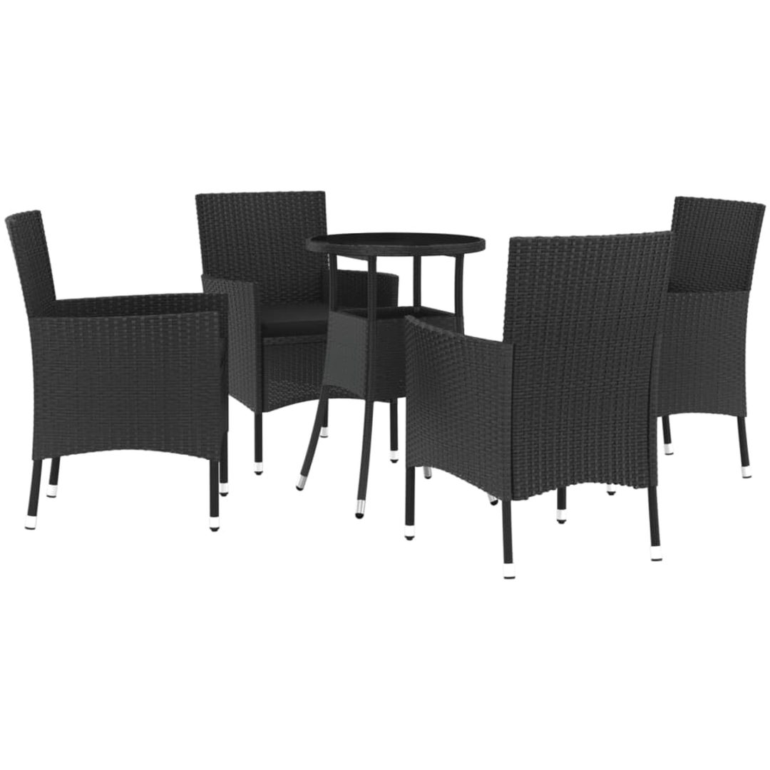 Caféset med dynor 5 delar konstrotting svart vidaXL – bild 2