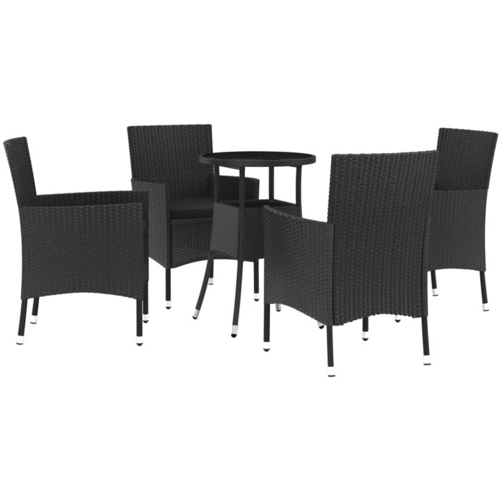 Caféset med dynor 5 delar konstrotting svart vidaXL – bild 2