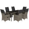 Caféset med dynor 7 delar konstrotting grå vidaXL 190 x 90 x 75 cm – miniatyr 2