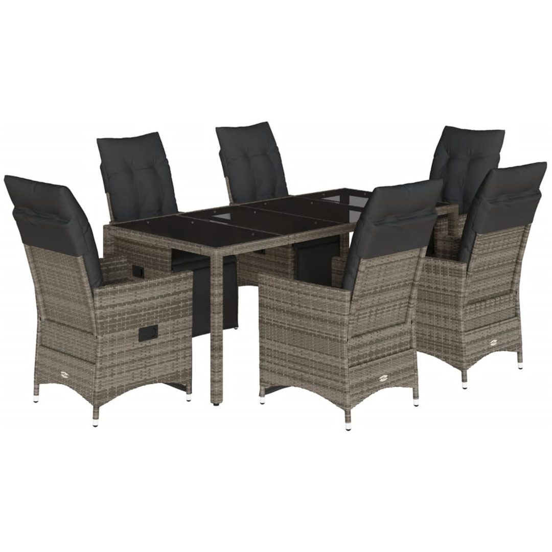 Caféset med dynor 7 delar konstrotting grå vidaXL 190 x 90 x 75 cm – bild 2