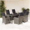 Caféset med dynor 7 delar konstrotting grå vidaXL 190 x 90 x 75 cm – miniatyr 1