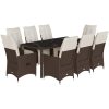 Caféset med dynor 9 delar konstrotting brun vidaXL 190 x 90 x 75 cm – miniatyr 2