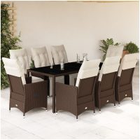 Caféset med dynor 9 delar konstrotting brun vidaXL