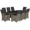Caféset med dynor 9 delar konstrotting grå vidaXL 190 x 90 x 75 cm – miniatyr 2