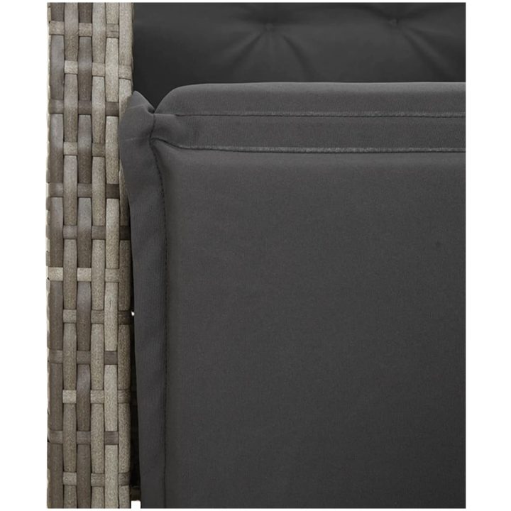 Caféset med dynor 9 delar konstrotting grå vidaXL 190 x 90 x 75 cm – bild 5