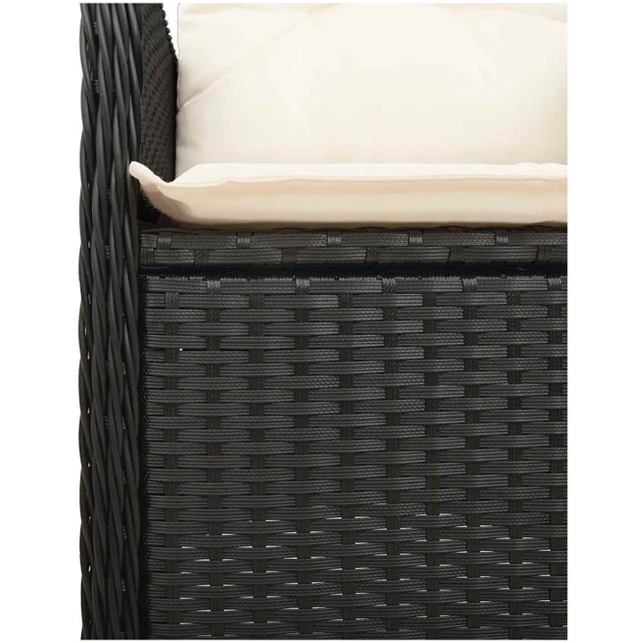 Caféset med dynor 9 delar konstrotting svart vidaXL 190 x 80 x 75 cm – bild 5