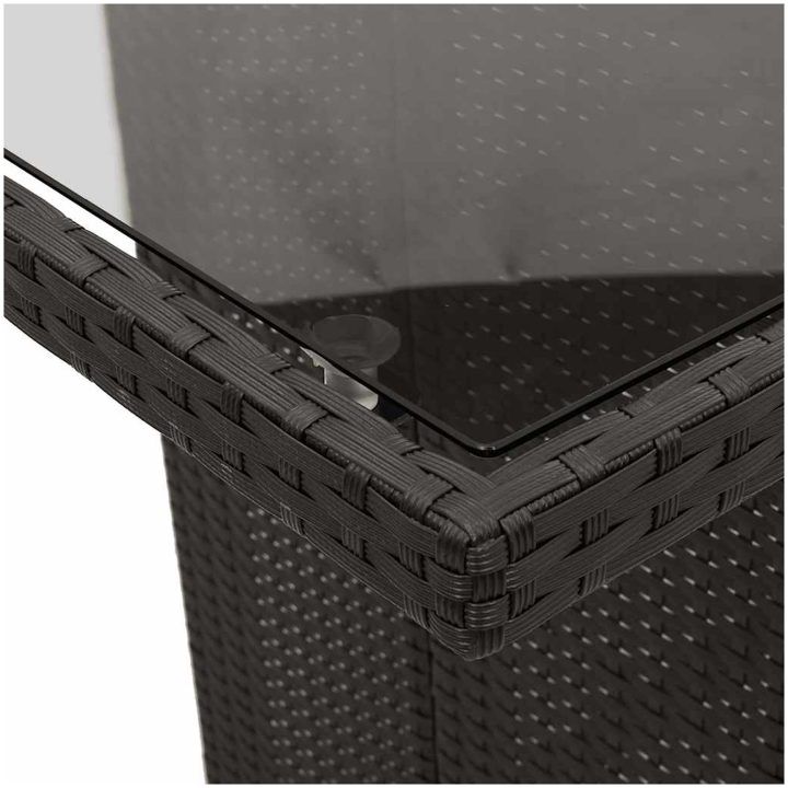 Caféset med dynor 9 delar konstrotting svart vidaXL 190 x 80 x 75 cm – bild 6