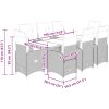 Caféset med dynor 9 delar konstrotting svart vidaXL 190 x 80 x 75 cm – miniatyr 8