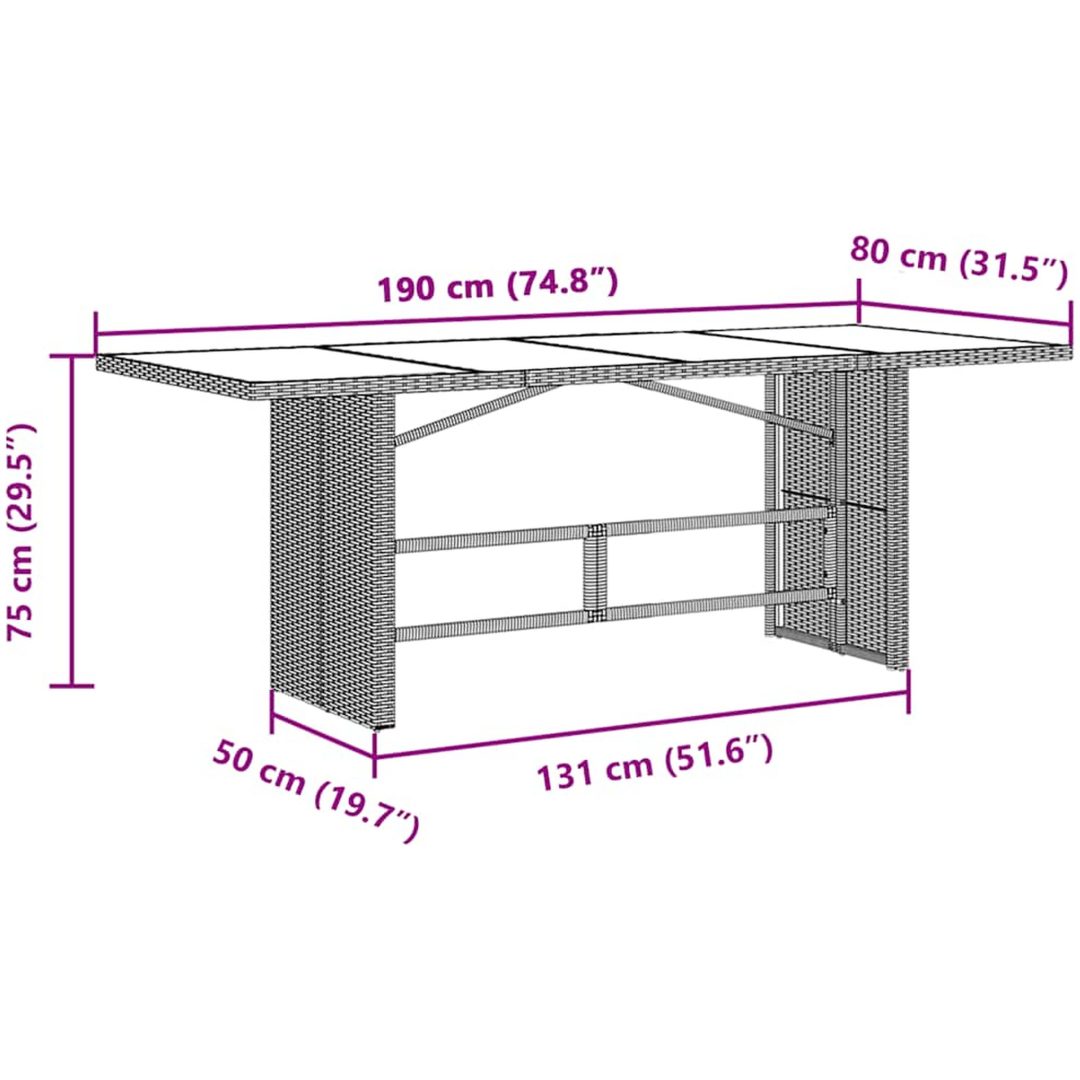 Caféset med dynor 9 delar konstrotting svart vidaXL 190 x 80 x 75 cm – bild 10