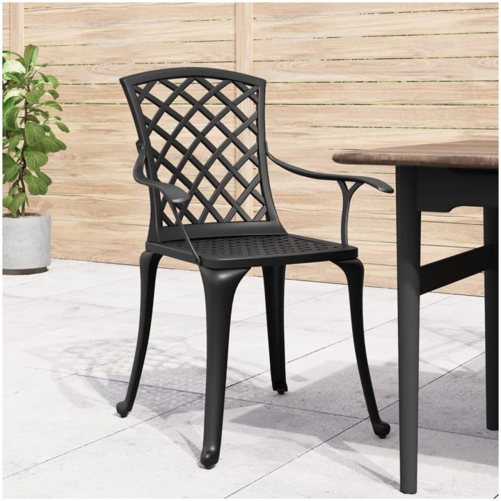 Caféstolar 6 st gjuten aluminium svart vidaXL – bild 3