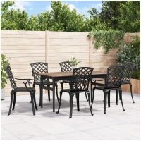 Caféstolar 6 st gjuten aluminium svart vidaXL