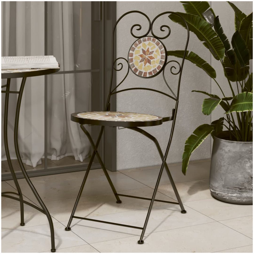Caféstolar fällbara 2 st terrakotta och vit keramik vidaXL