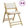 Caféstolar hopfällbara med gräddvita dynor 4 st bambu vidaXL – miniatyr 2