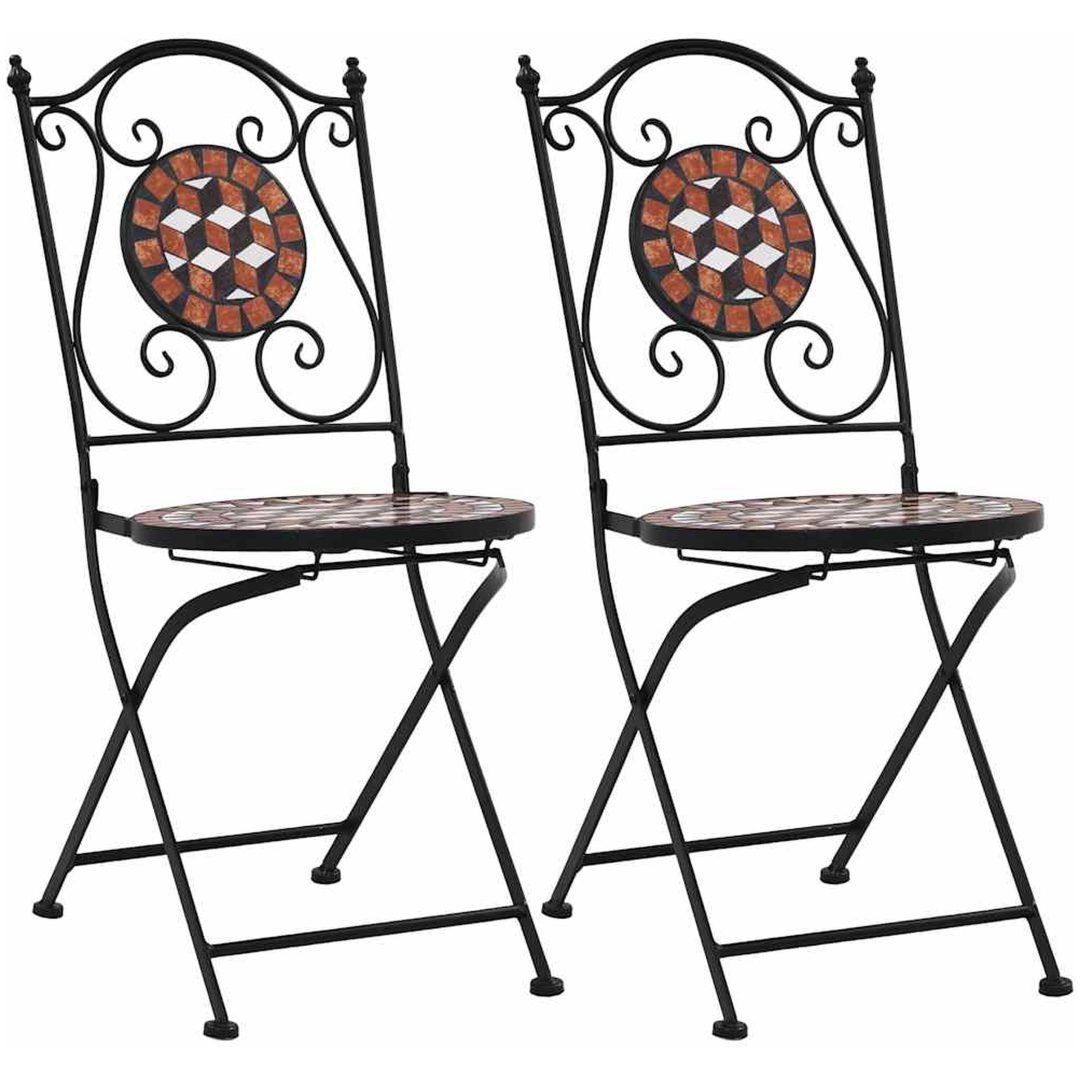 Caféstolar i mosaik 2 st brun keramik vidaXL