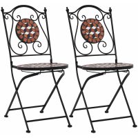 Caféstolar i mosaik 2 st brun keramik vidaXL