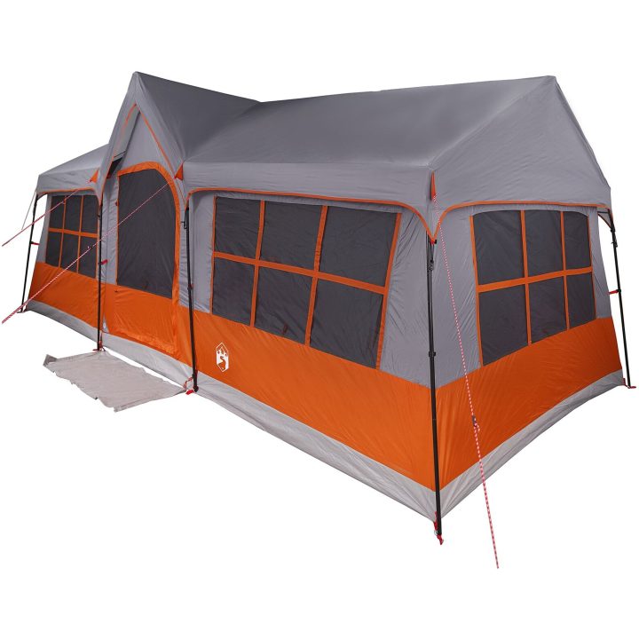 Camping Tält med Fönster Grå och Orange 12-Personers Vattentät vidaXL 622 x 295 x 238 cm – bild 2