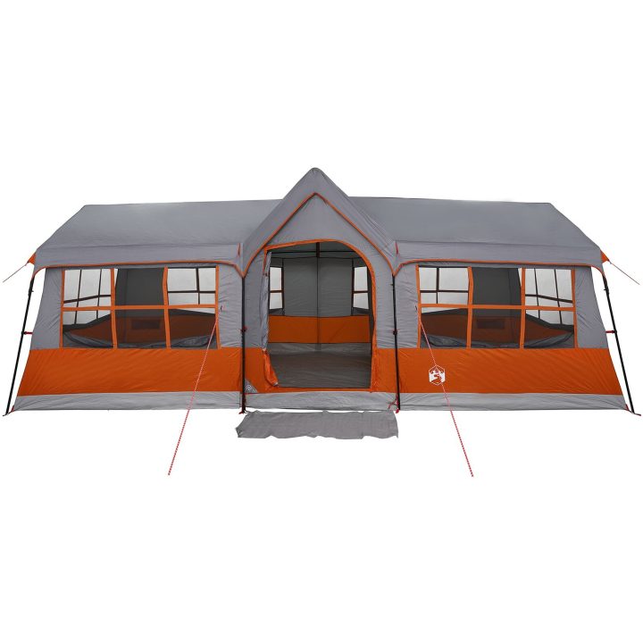 Camping Tält med Fönster Grå och Orange 12-Personers Vattentät vidaXL 622 x 295 x 238 cm – bild 11