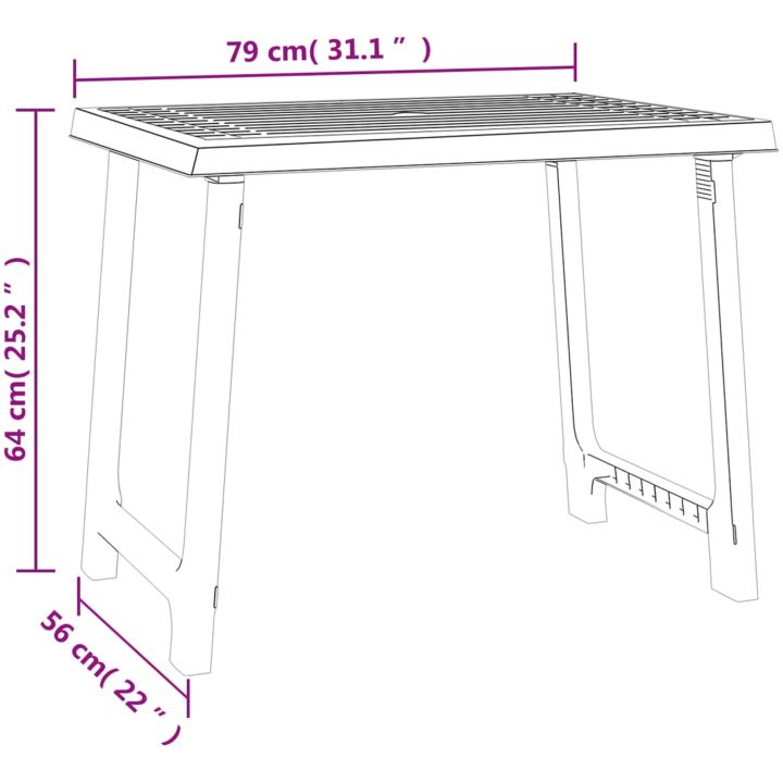 Campingbord antracit 79x56x64 cm PP träutseende vidaXL – bild 6