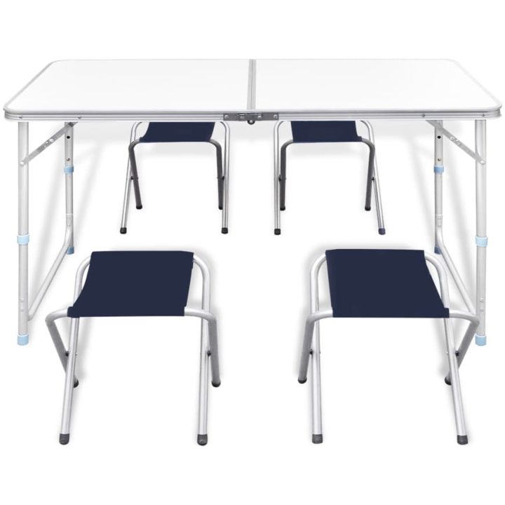 Campingbord med 4 pallar set Aluminium vidaXL 120 x 60 cm – bild 2