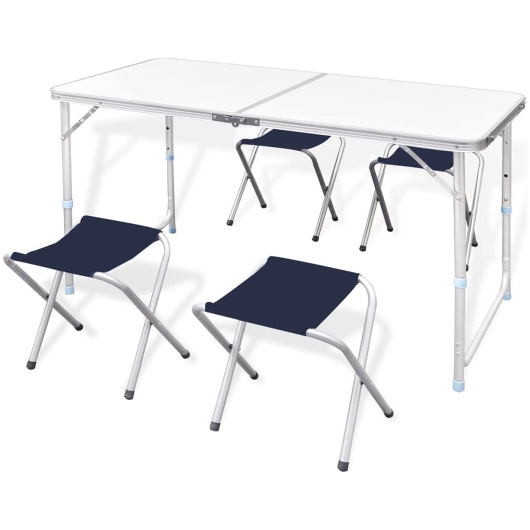 Campingbord med 4 pallar set Aluminium vidaXL 120 x 60 cm