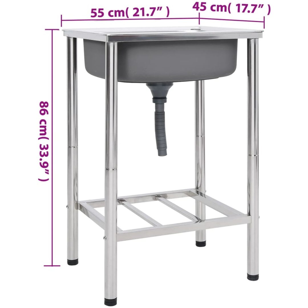 Campingdiskbänk rostfritt stål vidaXL 55 x 45 x 18 cm – bild 7