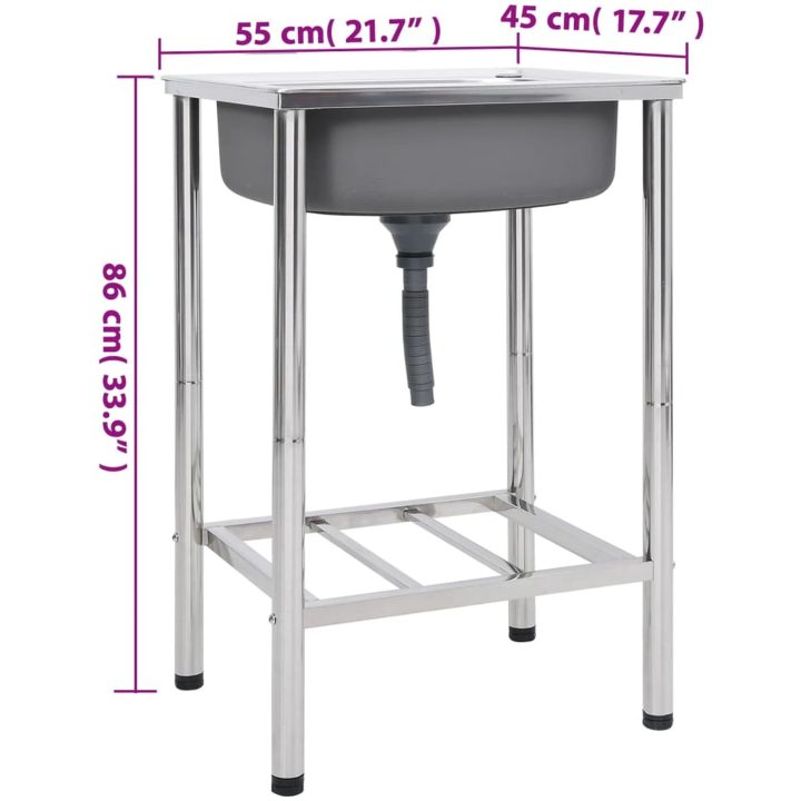Campingdiskbänk rostfritt stål vidaXL 55 x 45 x 18 cm – bild 7