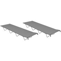 Campingsängar 2 st 180x60x19 cm oxfordtyg och stål grå vidaXL