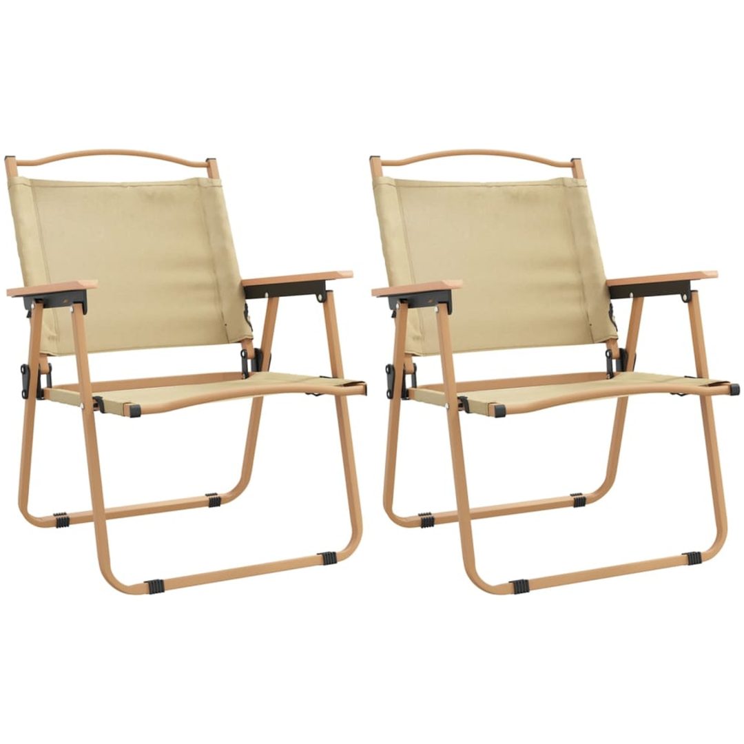 Campingstolar 2 st Beige oxfordtyg vidaXL 54 x 55 x 78 cm – bild 2