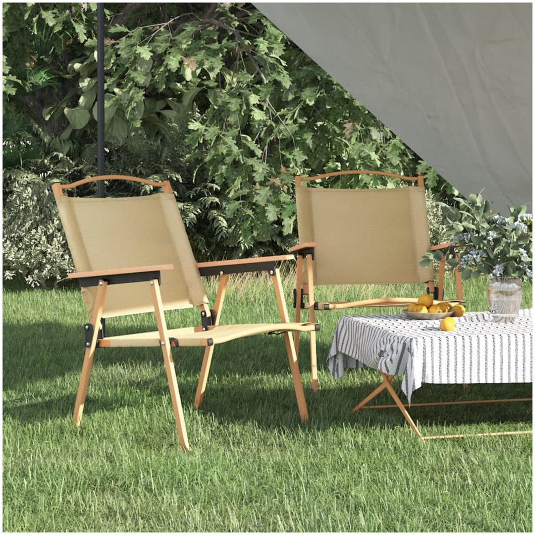 Campingstolar 2 st Beige oxfordtyg vidaXL 54 x 55 x 78 cm