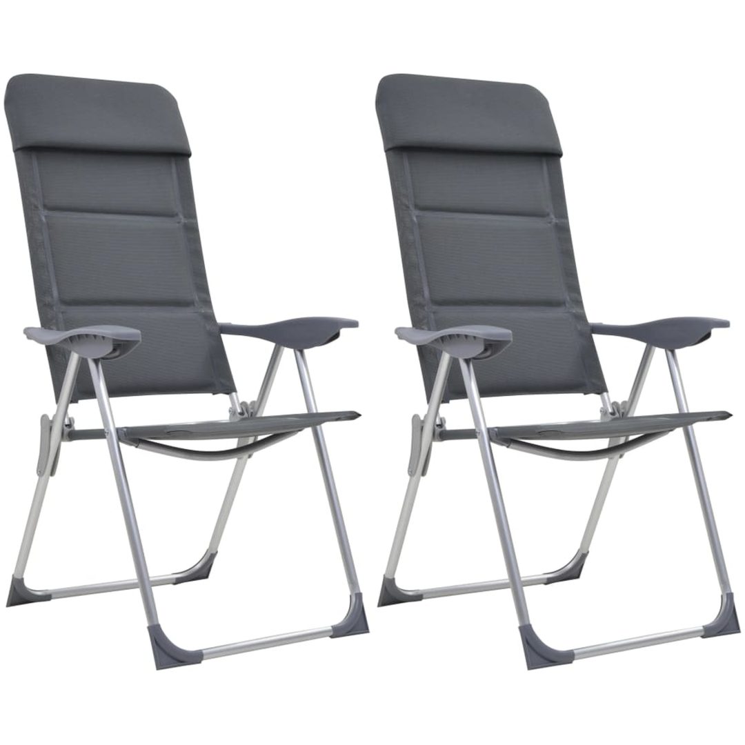 Campingstolar 2 st grå 58x69x111 cm aluminium vidaXL – bild 2