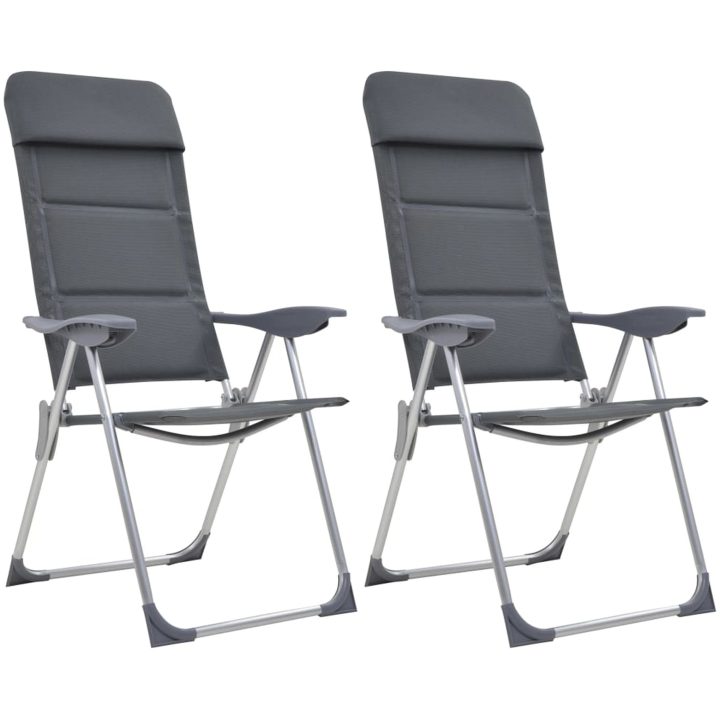 Campingstolar 2 st grå 58x69x111 cm aluminium vidaXL – bild 2