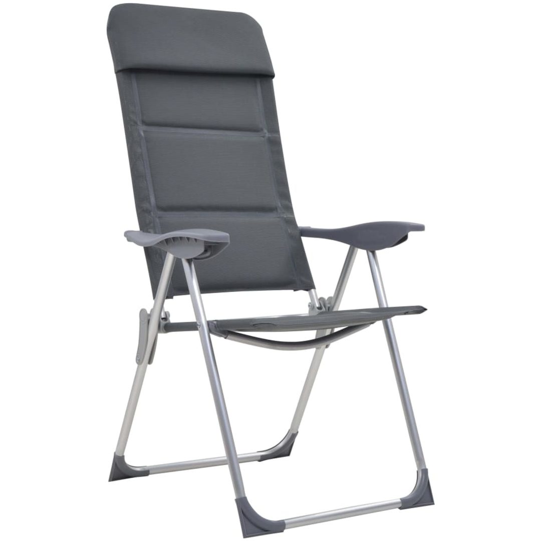 Campingstolar 2 st grå 58x69x111 cm aluminium vidaXL – bild 3