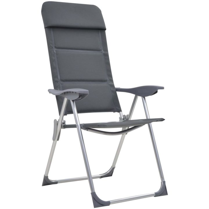 Campingstolar 2 st grå 58x69x111 cm aluminium vidaXL – bild 3