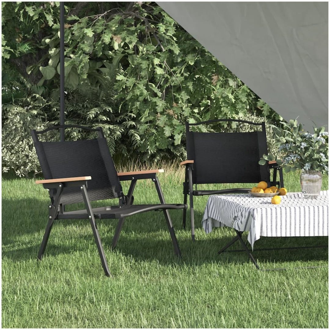 Campingstolar 2 st svart oxfordtyg vidaXL 54 x 43 x 59 cm