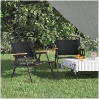 Campingstolar 2 st svart oxfordtyg vidaXL