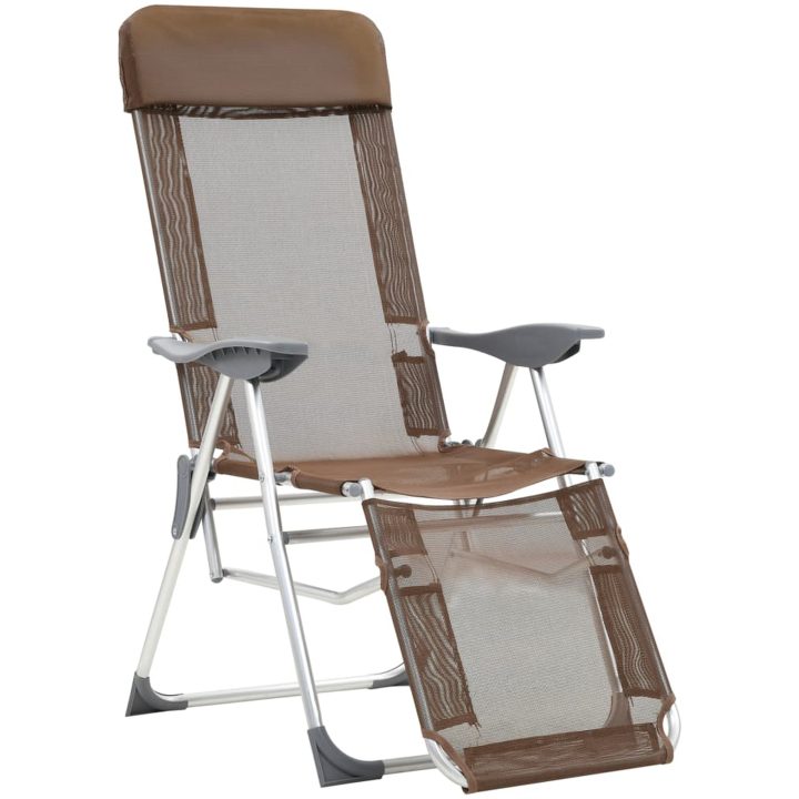 Campingstolar hopfällbara 2 st med fotstöd textilen brun vidaXL – bild 2